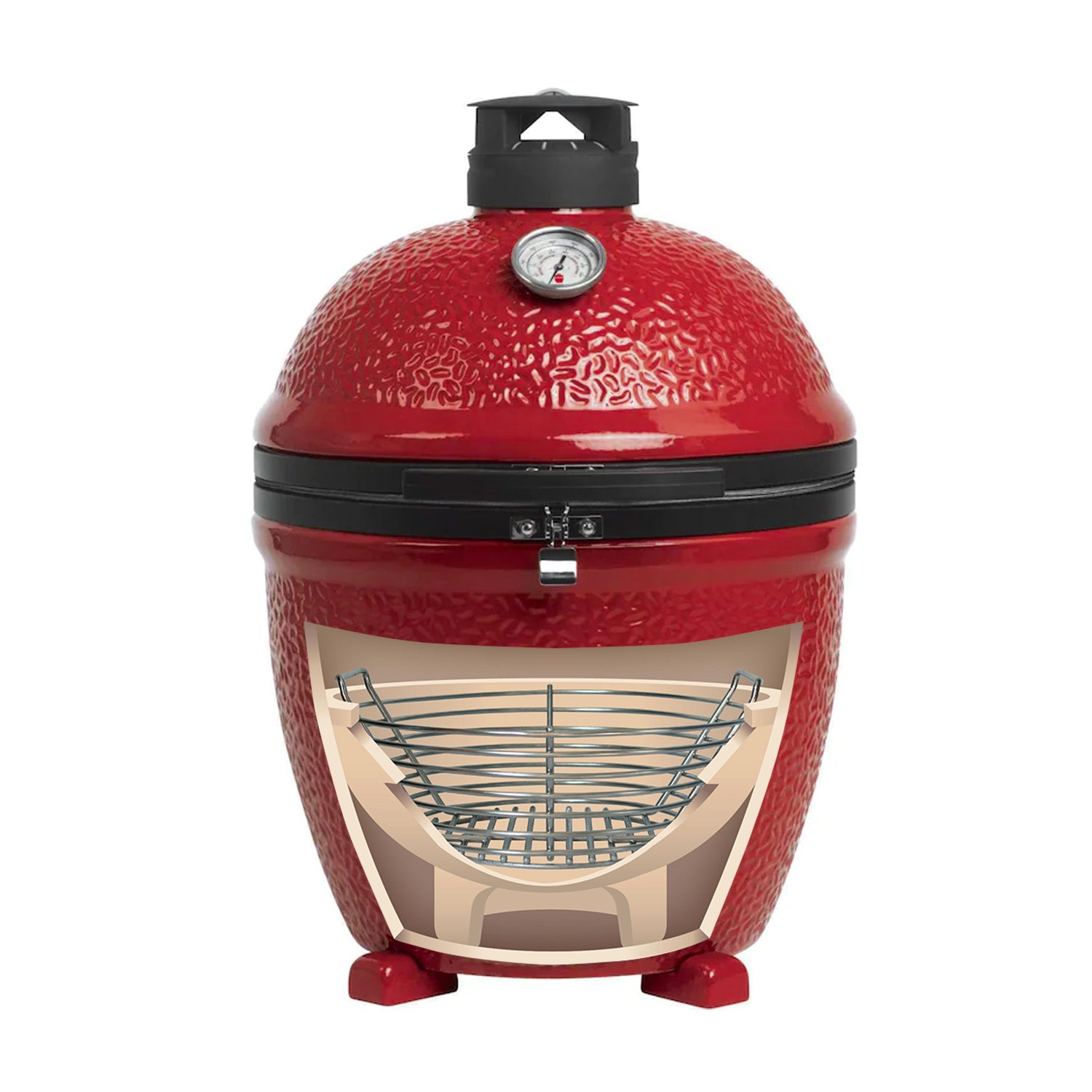 Kamado cut out showing location of Kick Ash Basket