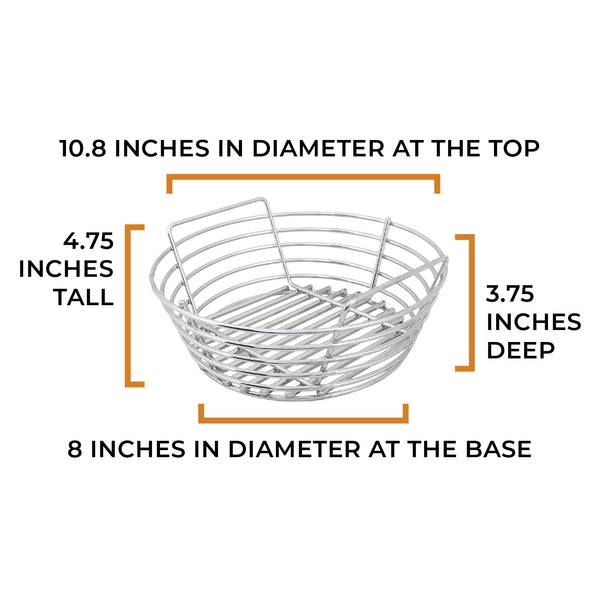 10.8" top diameter, 4.7" tall and 8" bottom diameter