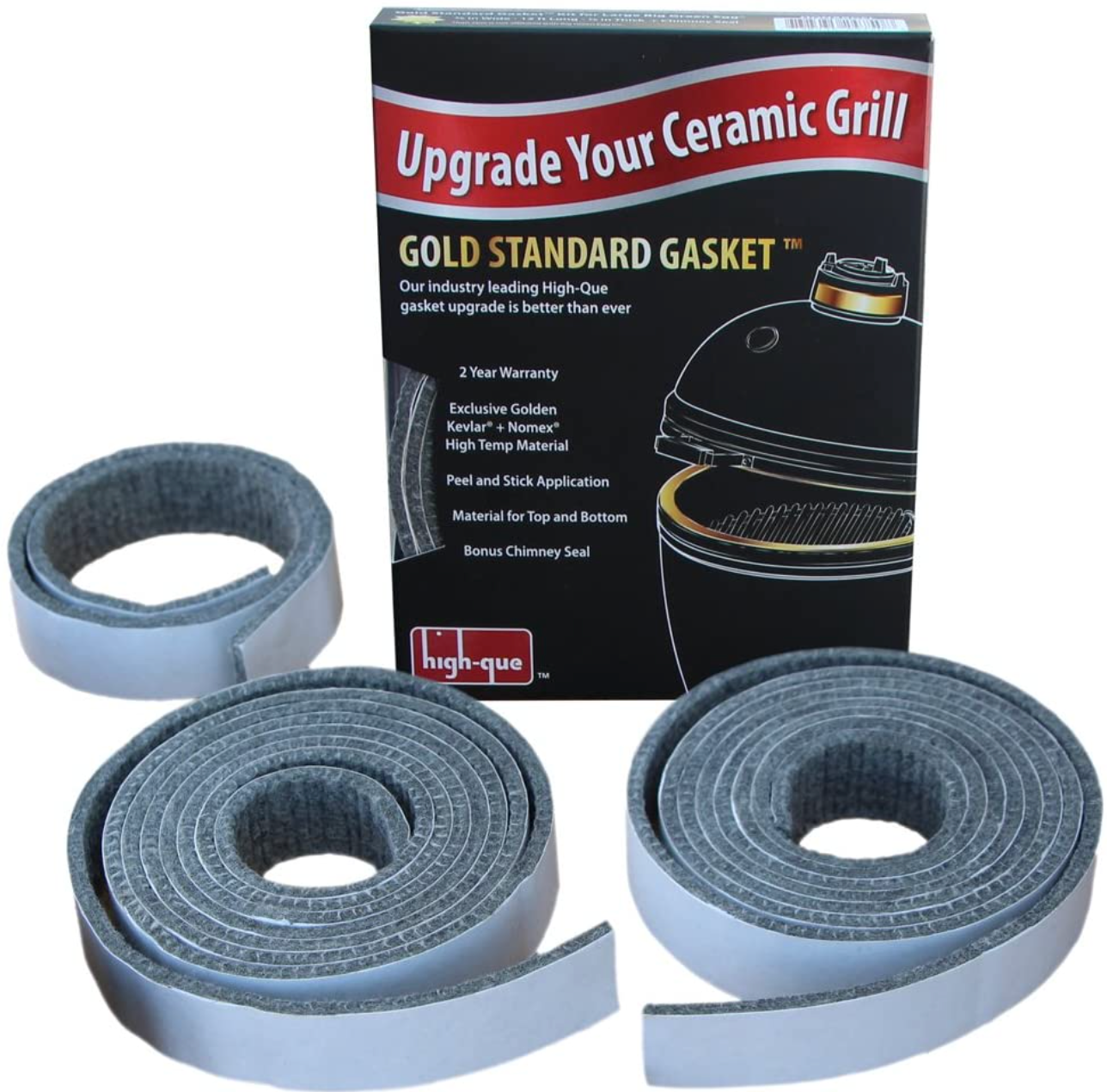 Gold Standard High Heat Gasket with Adhesive for Large Big Green Egg with Kevlar